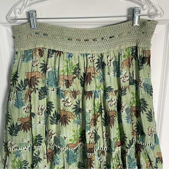 Laraethnics l Cheetah Print Skirt Elastic Waist Tassel Tiered Skirt 35761 - Picture 8 of 14